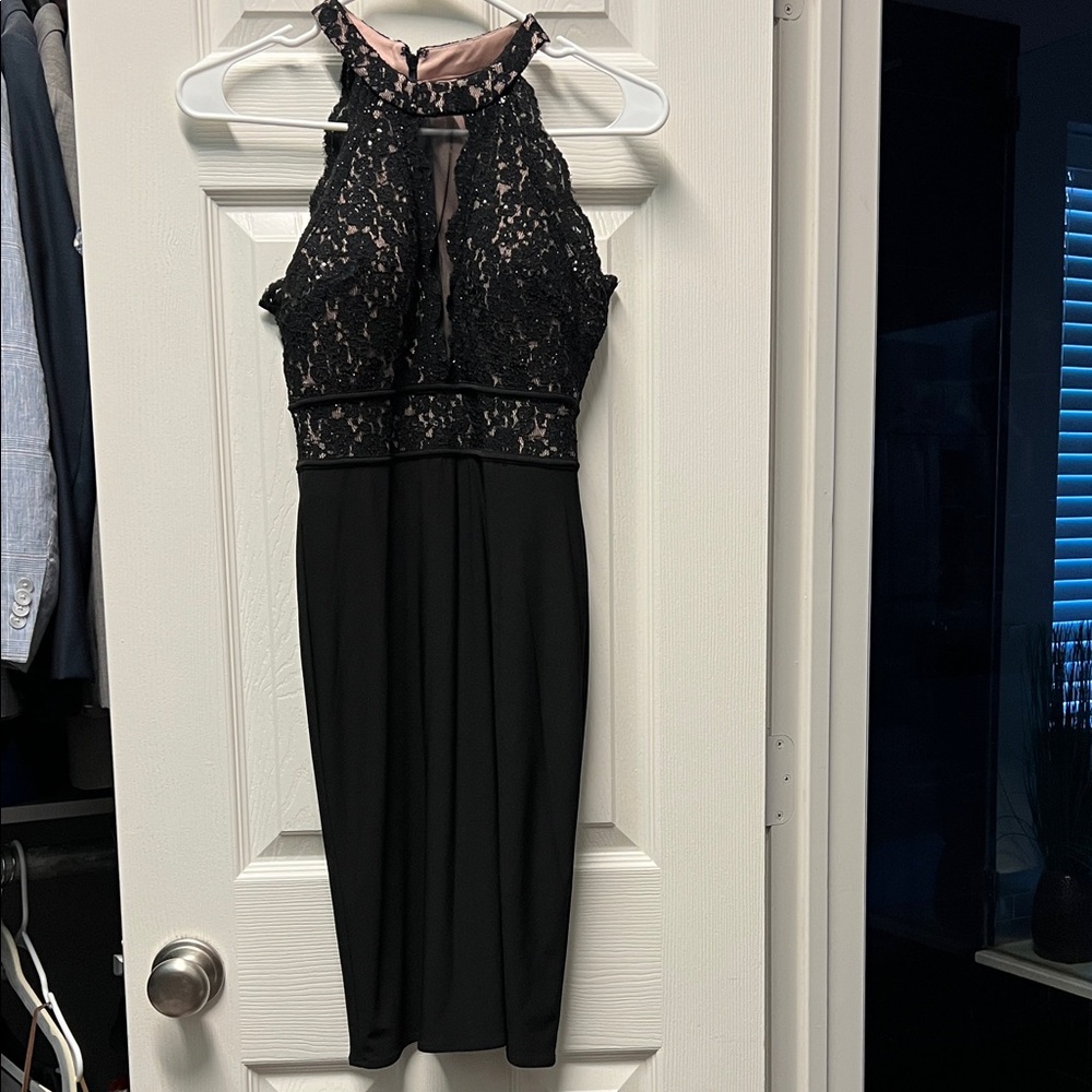 Morgan & Co. Black Lace Backless Dress